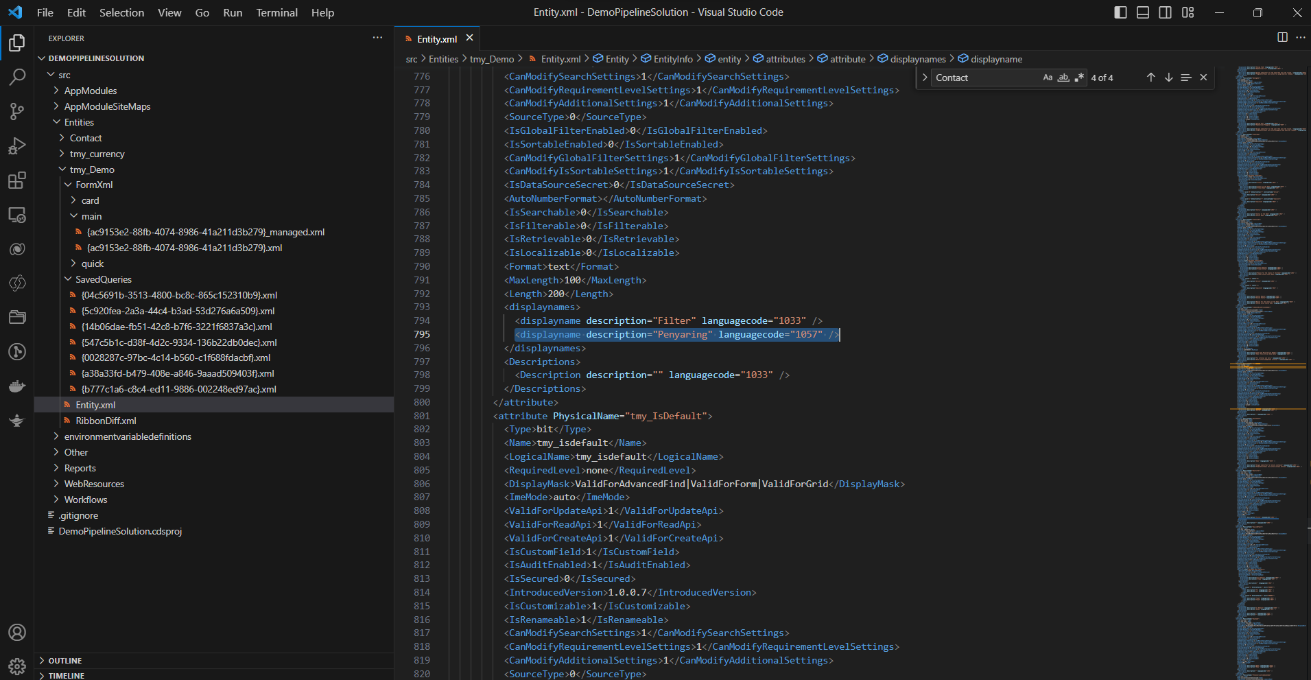 Add localization in the XML