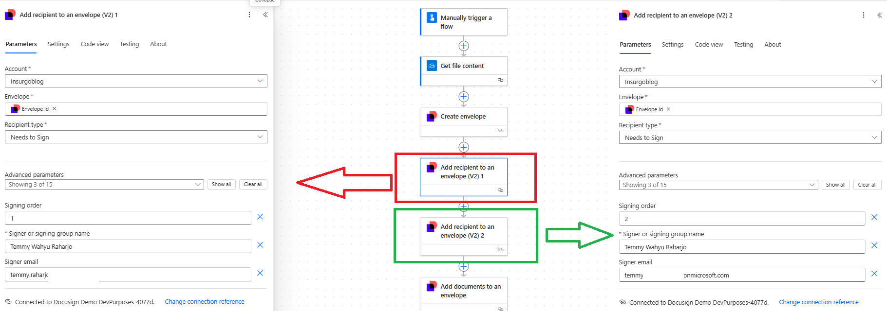 Add recipient action