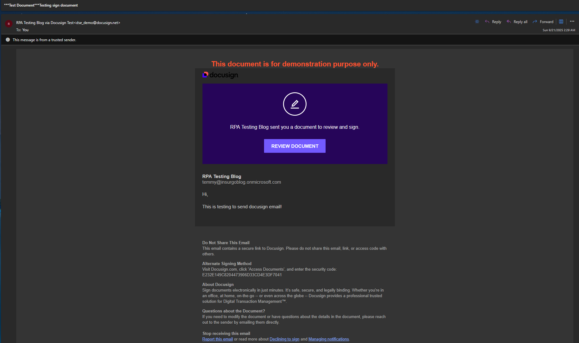 Email notification