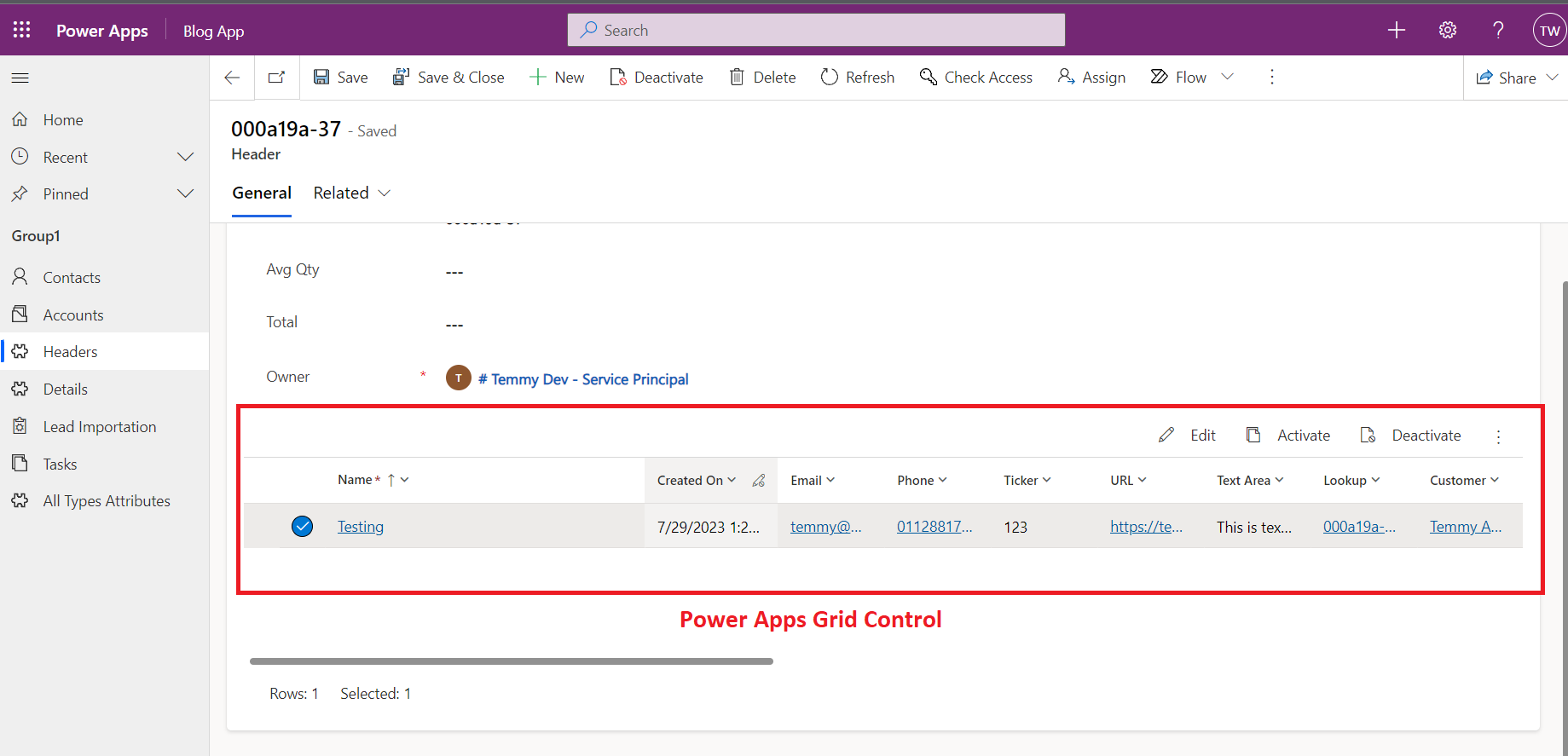 Power Apps Grid Control