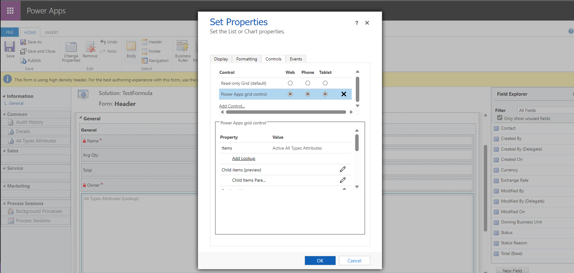 Enable Power Apps Grid Control