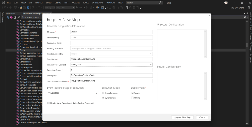 Register new plugin step