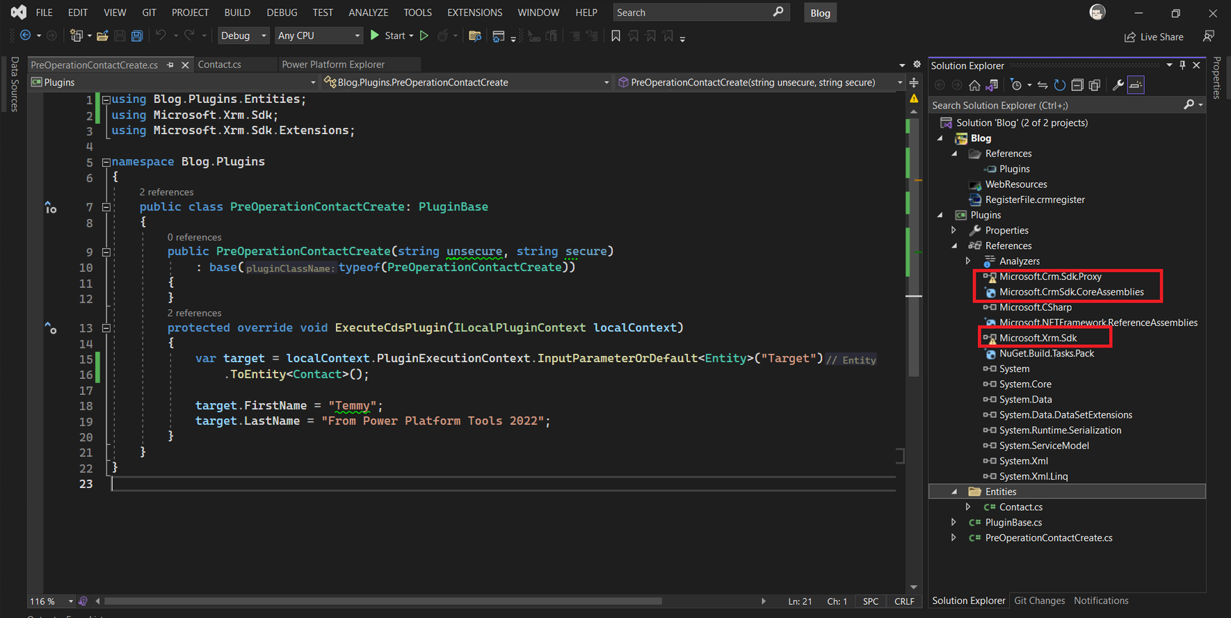 Plugin's code and the problem with the references.