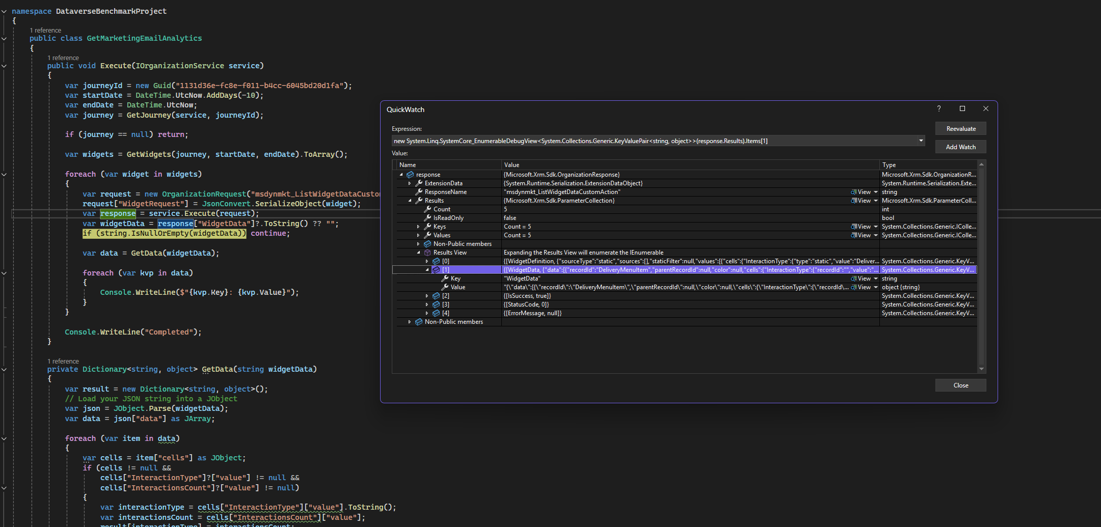 msdynmkt_ListWidgetDataCustomAction response