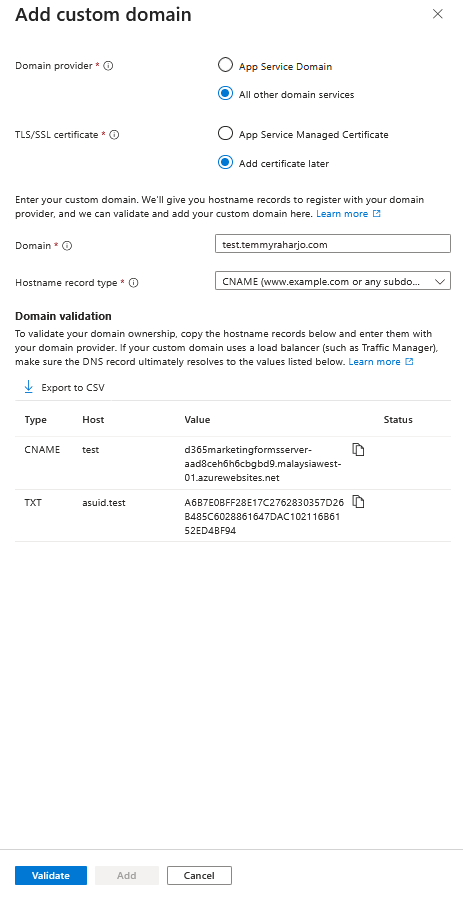 Add custom domain