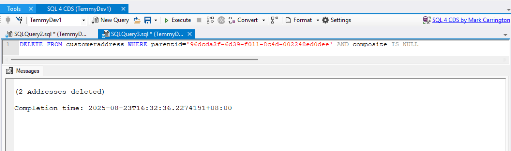 Delete via SQL4CDS