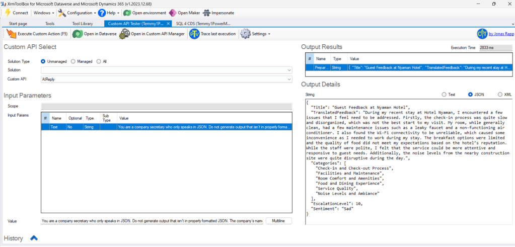 Sample AIReply response using the prompt