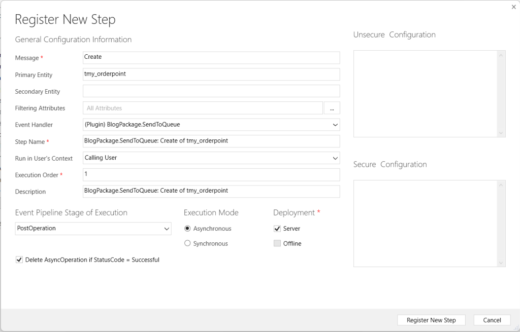 Register new plugin step
