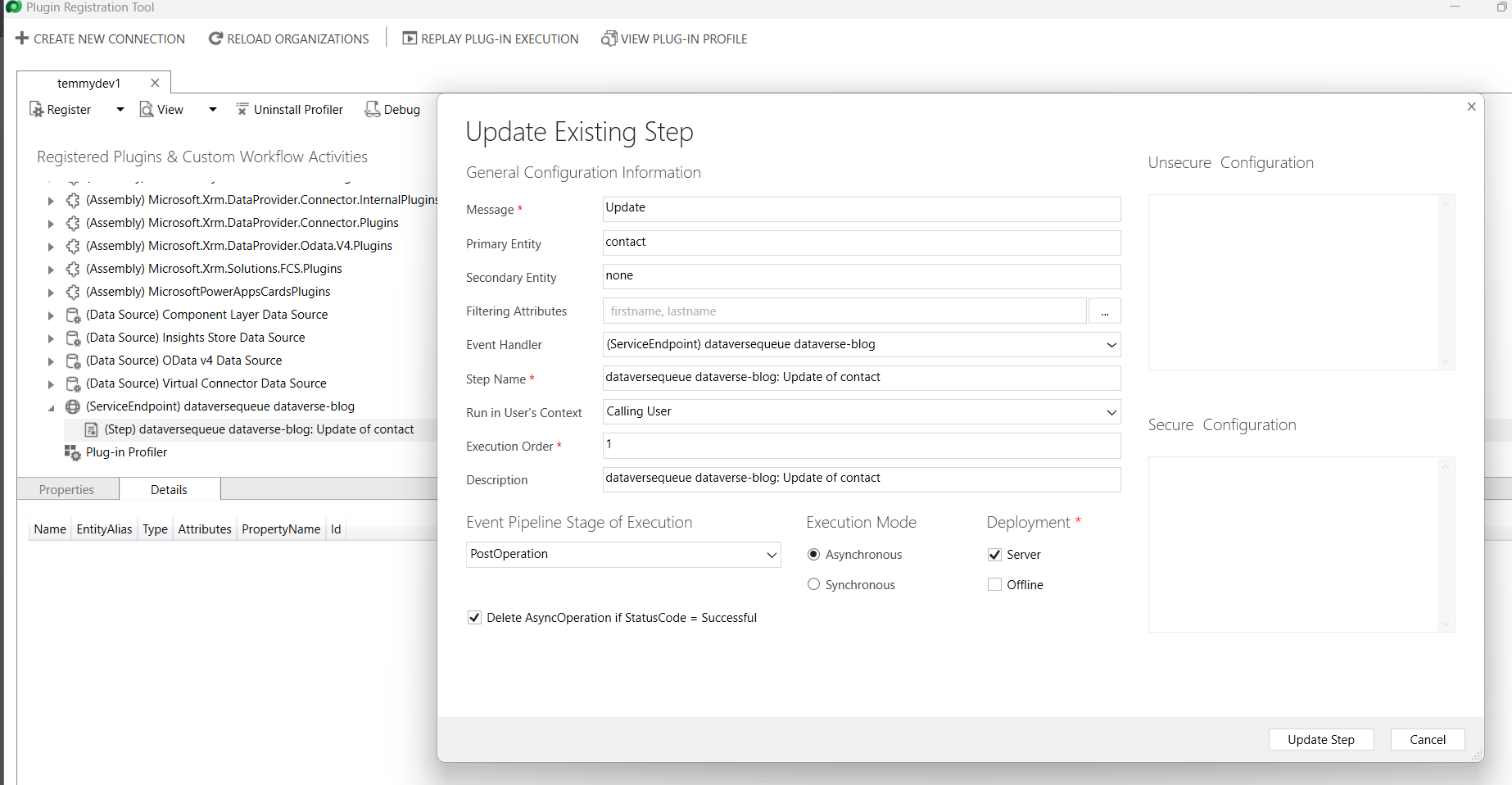 Register plugin step