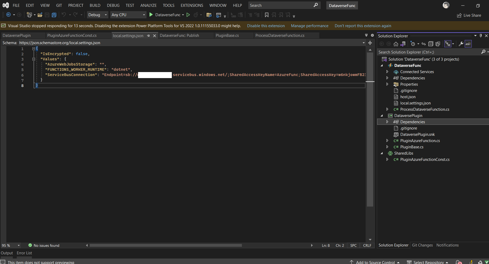Update your local.settings.json