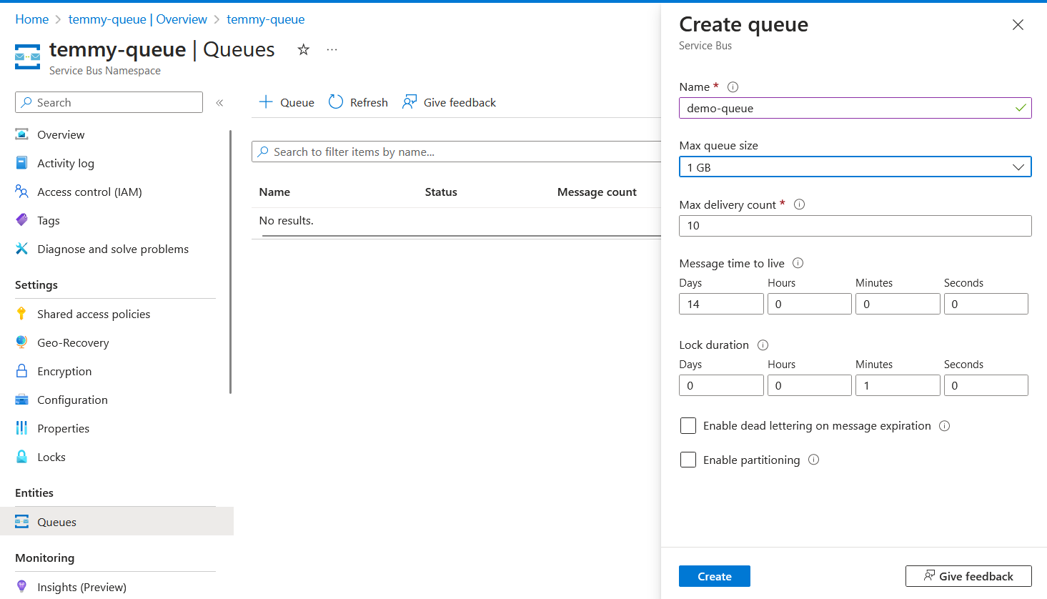 Create new Queue