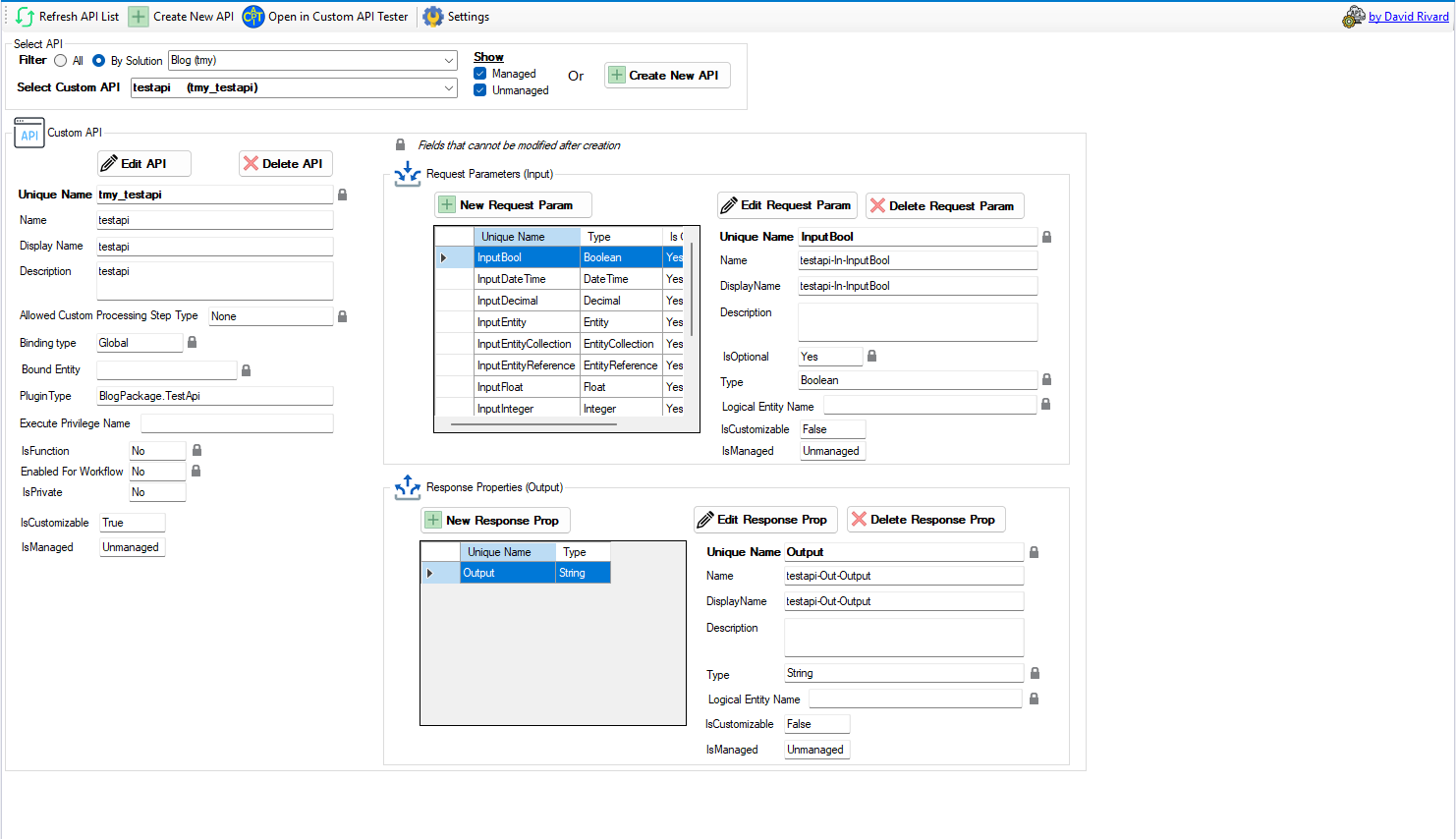 Create Test Custom API using Custom API Manager by David Rivard
