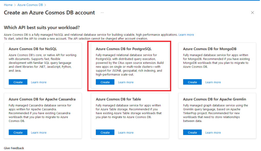 Create Azure Cosmos DB for PostgreSQL