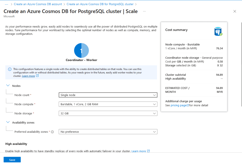 Create an Azure Cosmos DB for the PostgreSQL Cluster