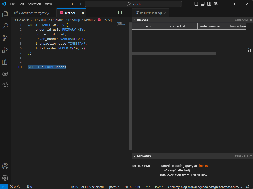 Create Order table