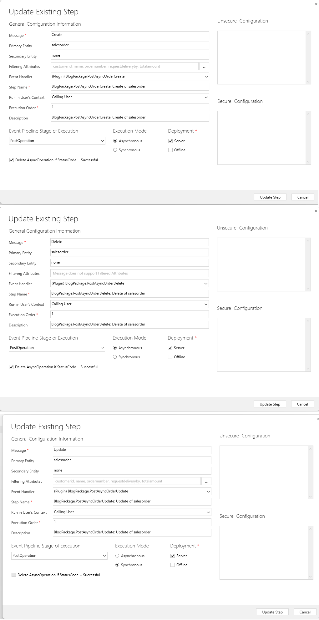 CUD Plugin Steps