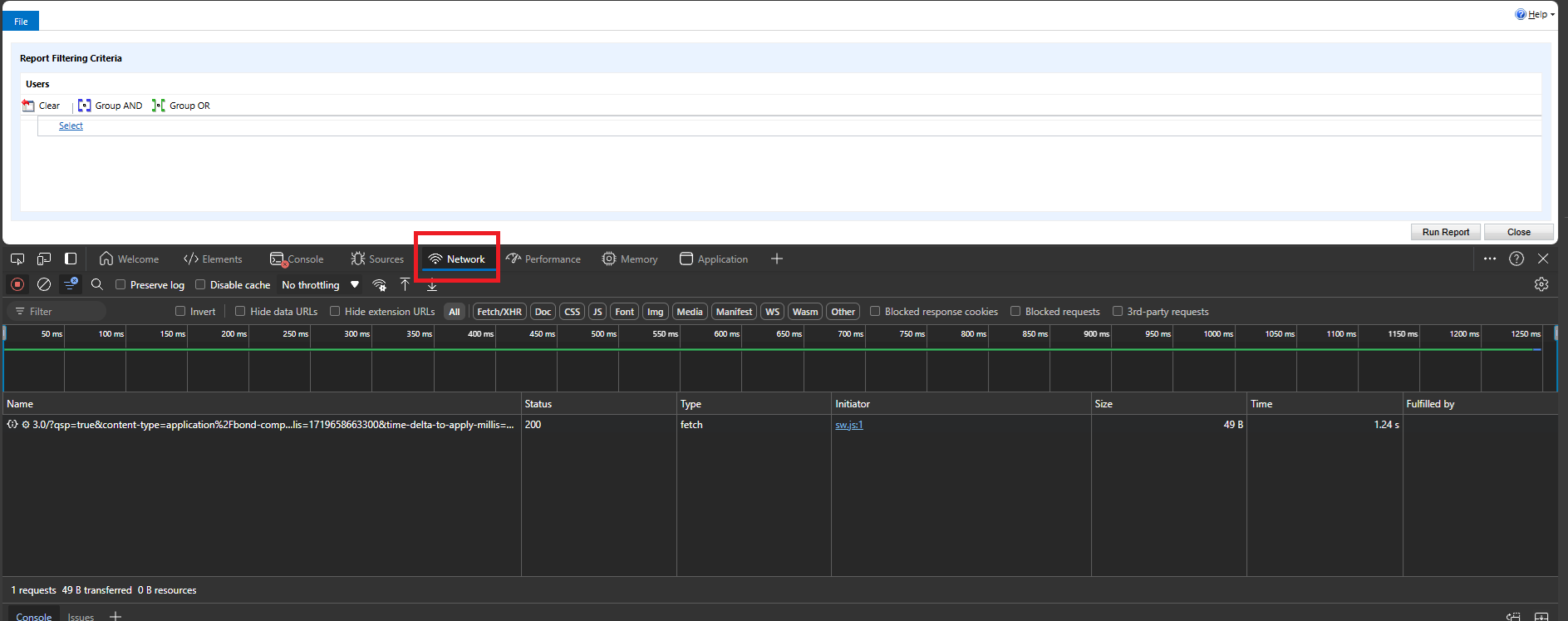 Open the Network Tab in Developer Tools