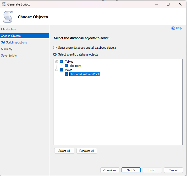 Generate db objects