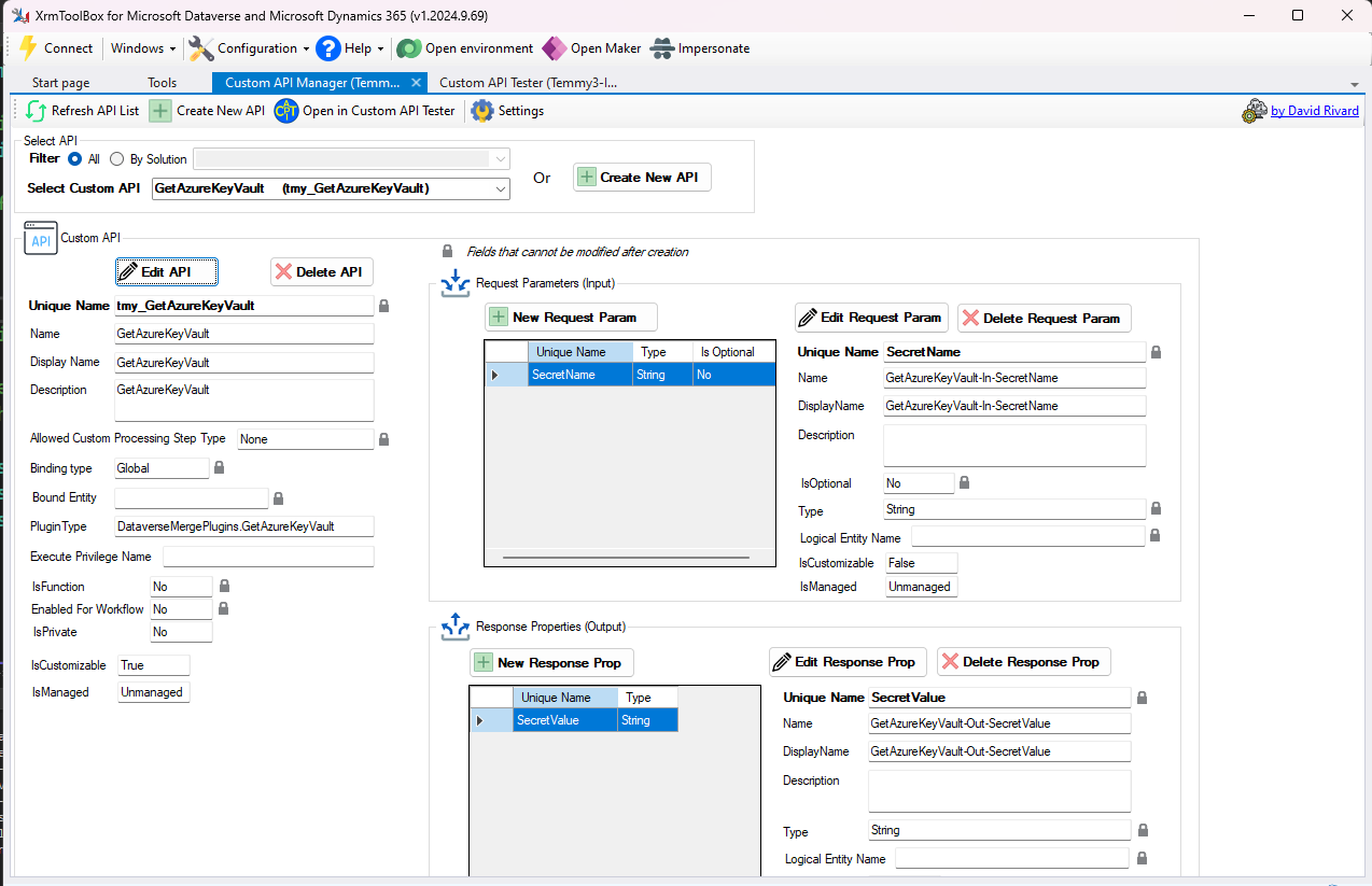 Create the Custom API - Input Param and Output Param