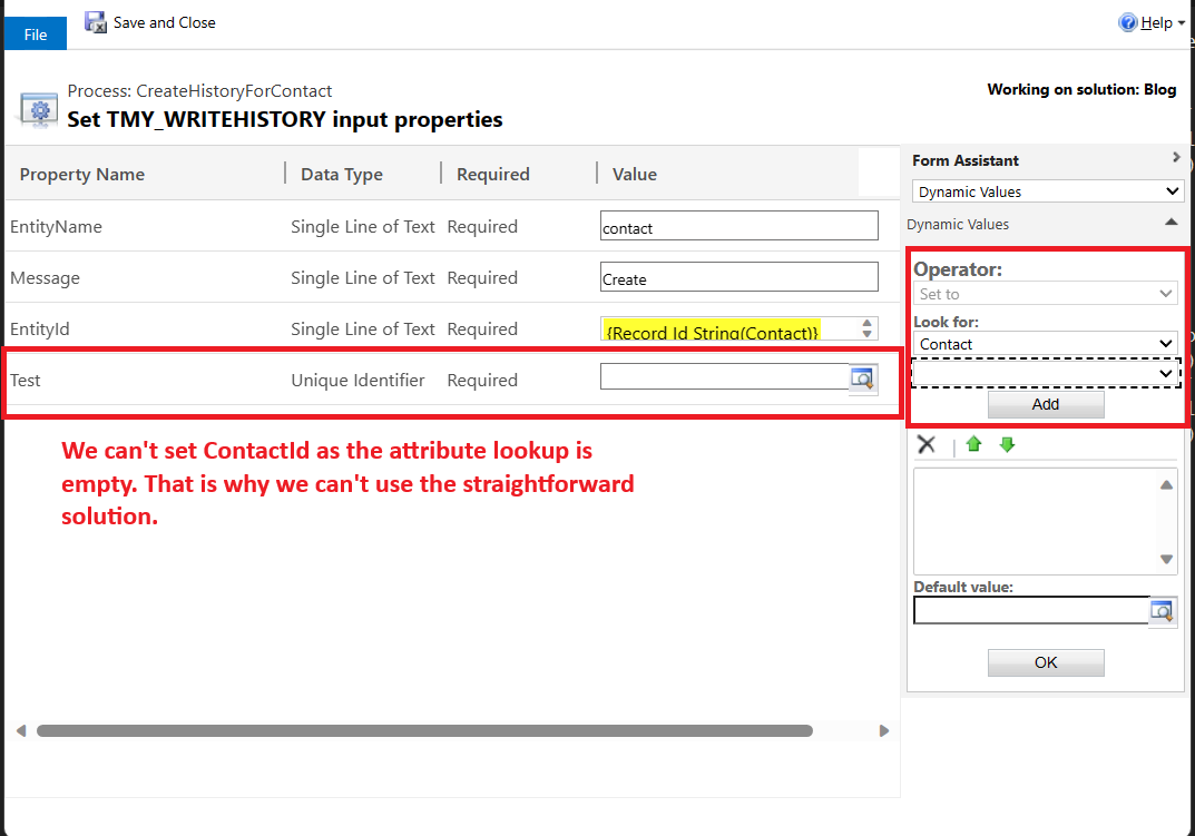 ContactId can't be set