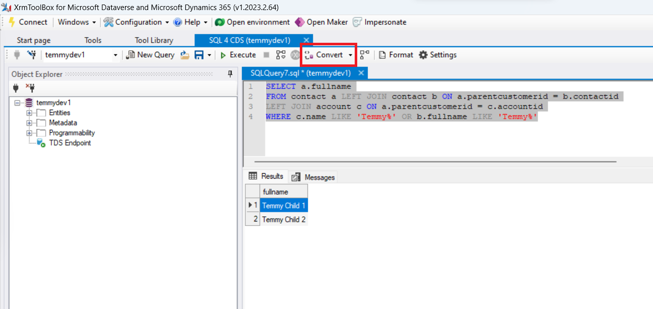 SQL 4 CDS query