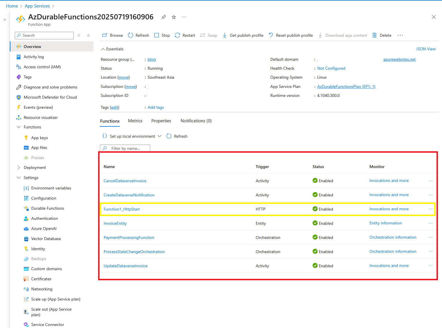 Overview of the Function App