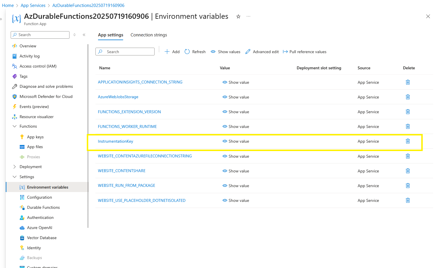 Instrumentation Key for simple authentication
