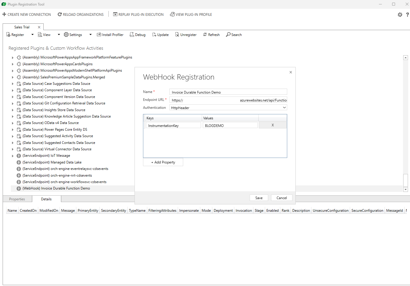 Register a new webhook