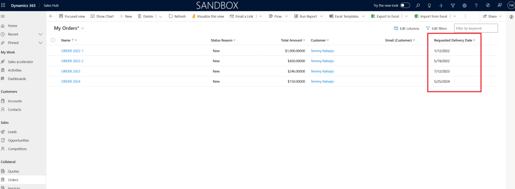 Sales Order records