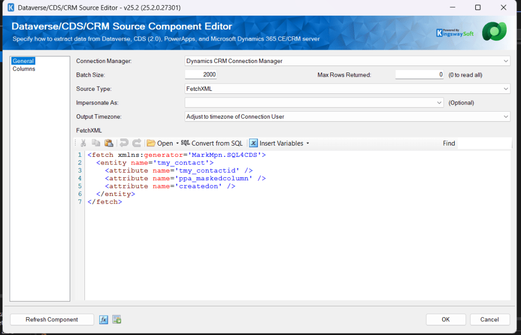 Retrieve the necessary table + columns