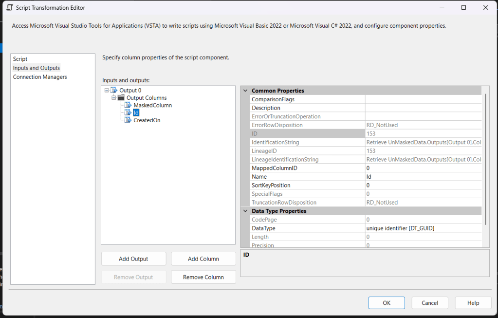 Add the necessary Outputs