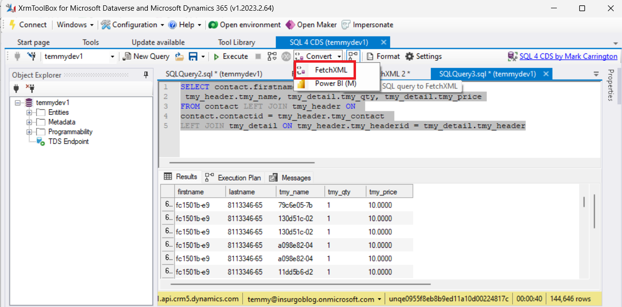 Generate FetchXML using SQL4CDS