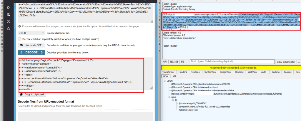 Query contact by fullname and emailaddress1