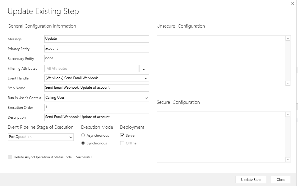 Plugin step for webhook