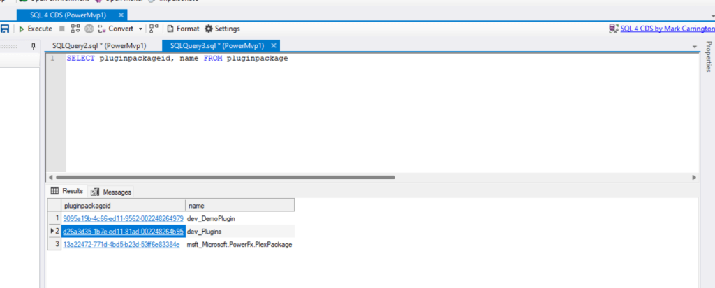 Query the plugin package id