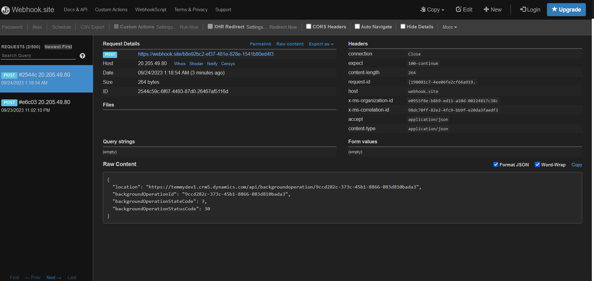 Sample webhook