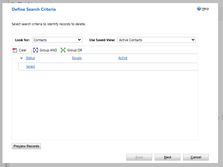 Define Search Criteria