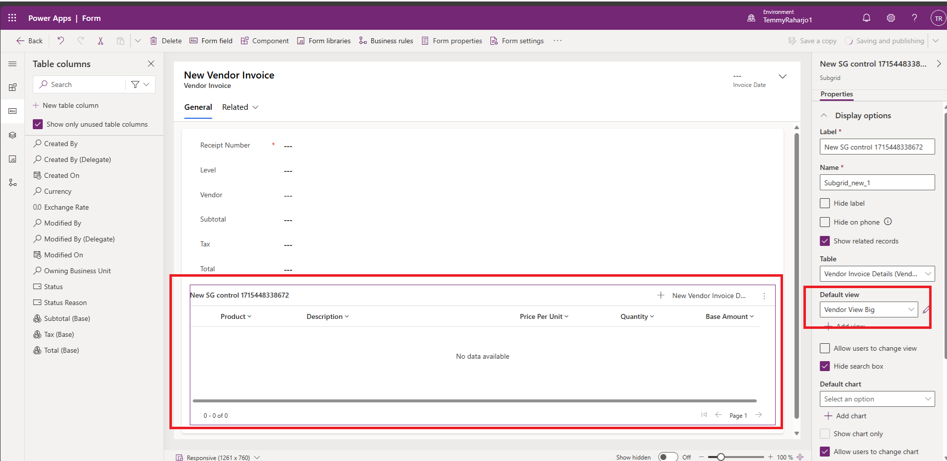 Set The Default View on the Subrid