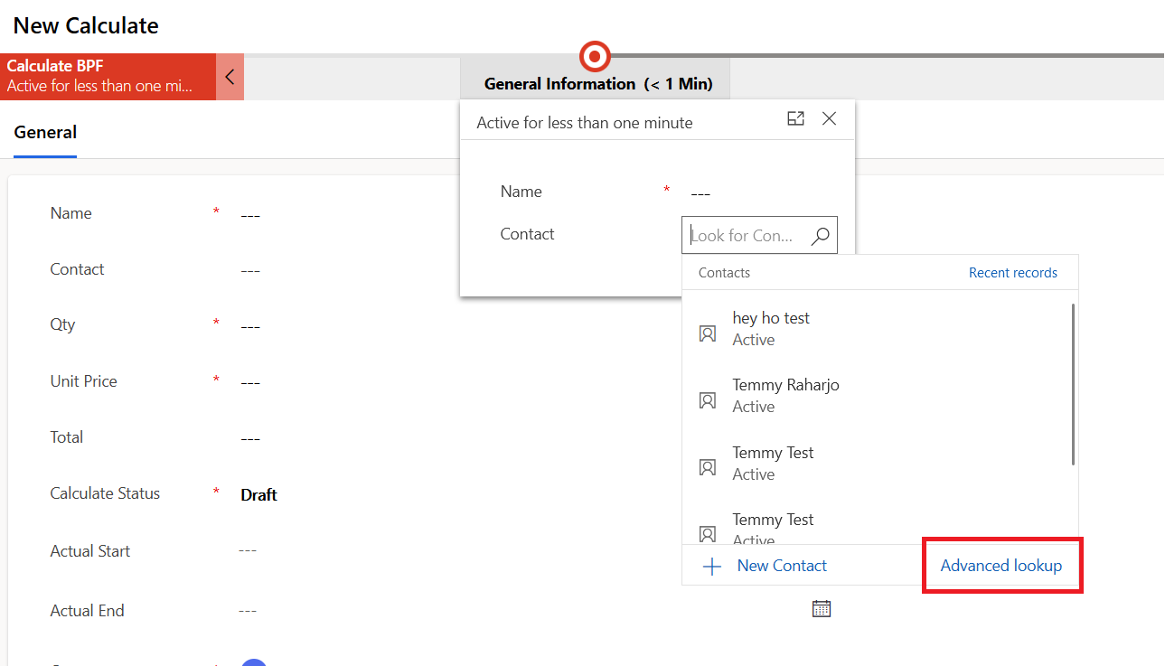 When lookup being clicked, we can select the Advance lookup.