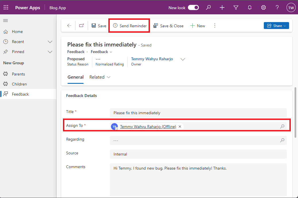 Feedback form customizations