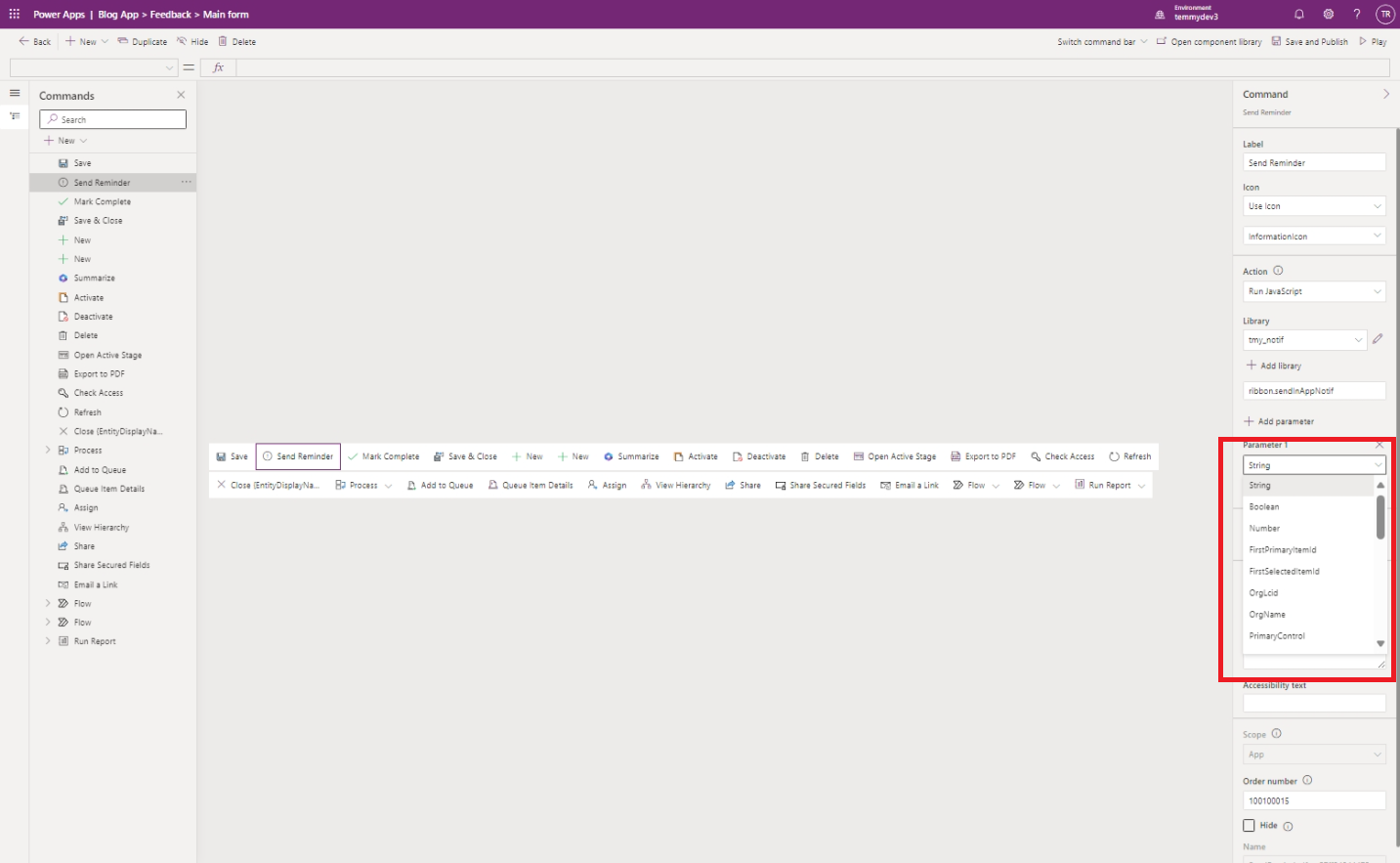 We can't pass CRM context via ribbon parameter