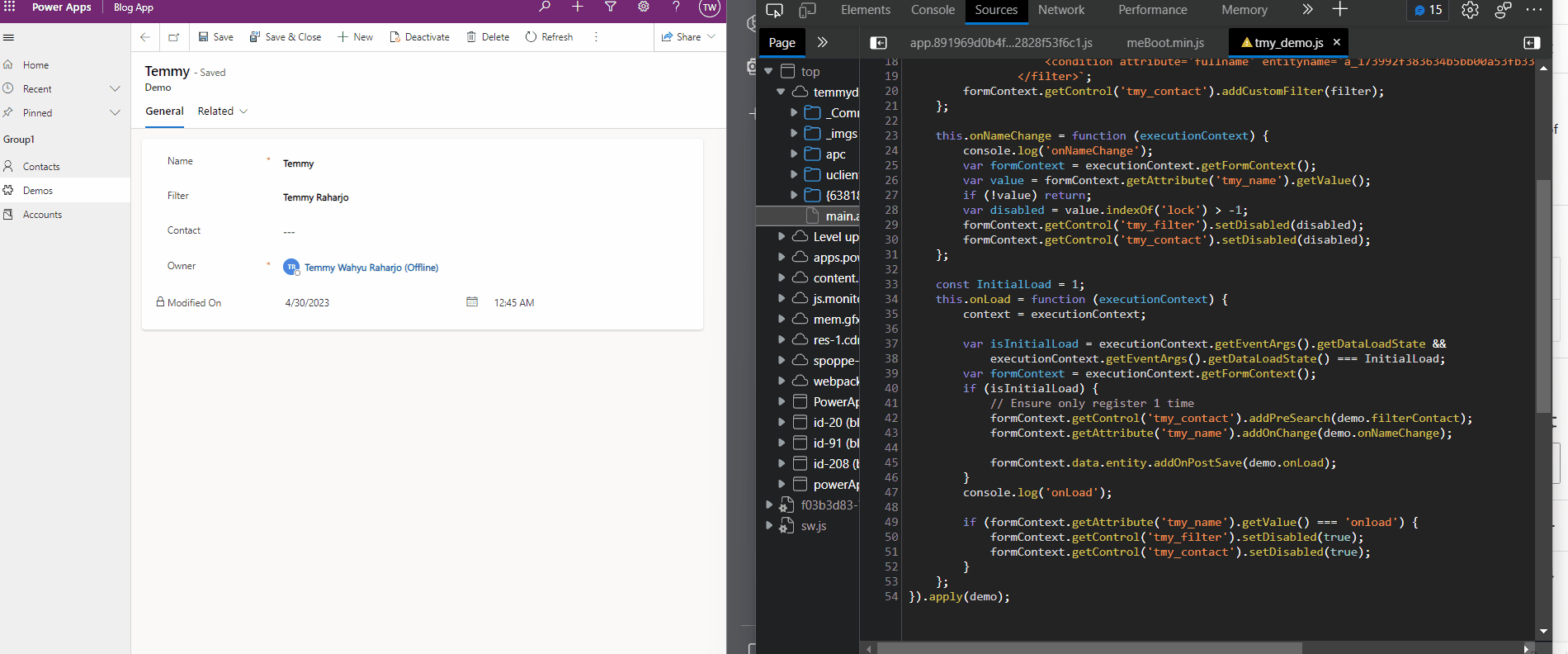 Execute onLoad using console