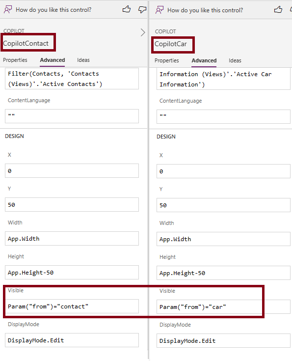 Logic to set the visibility