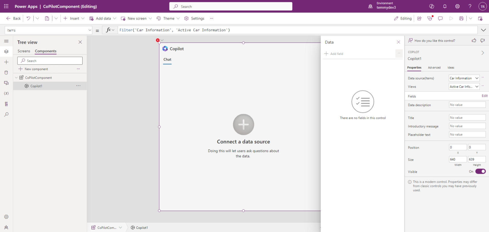 AI Copilot control not supported in Component library