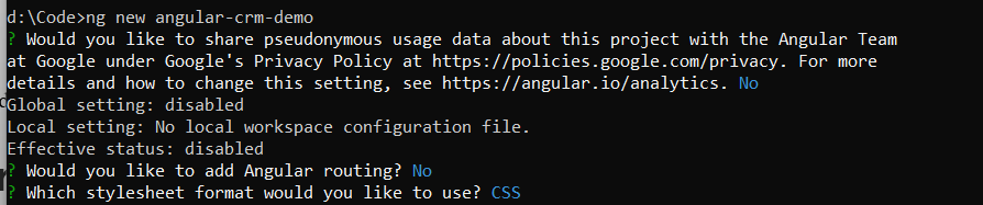Create Angular project