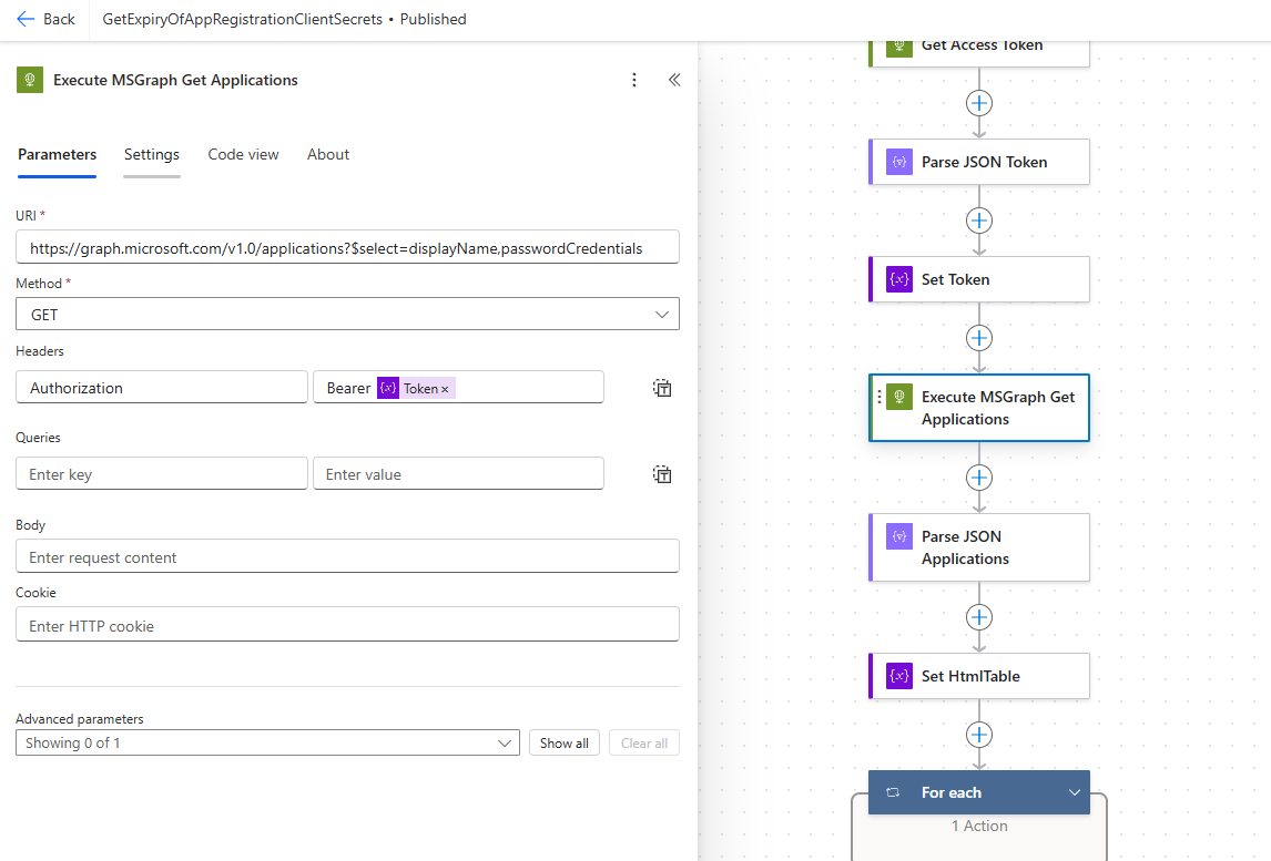  Execute MSGraph Get Applications