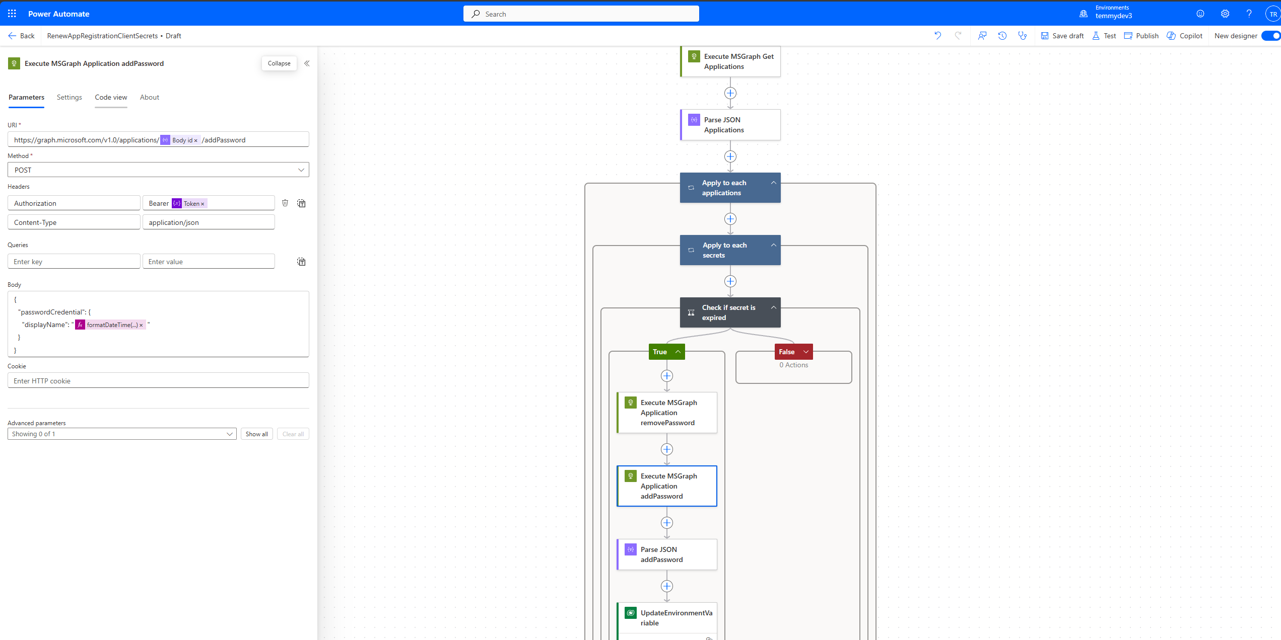 Execute addPassword API