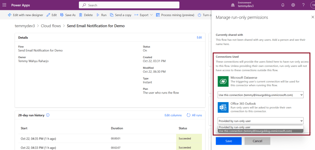 Manage run-only permissions