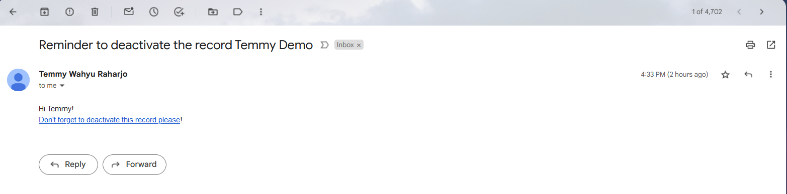 Email result