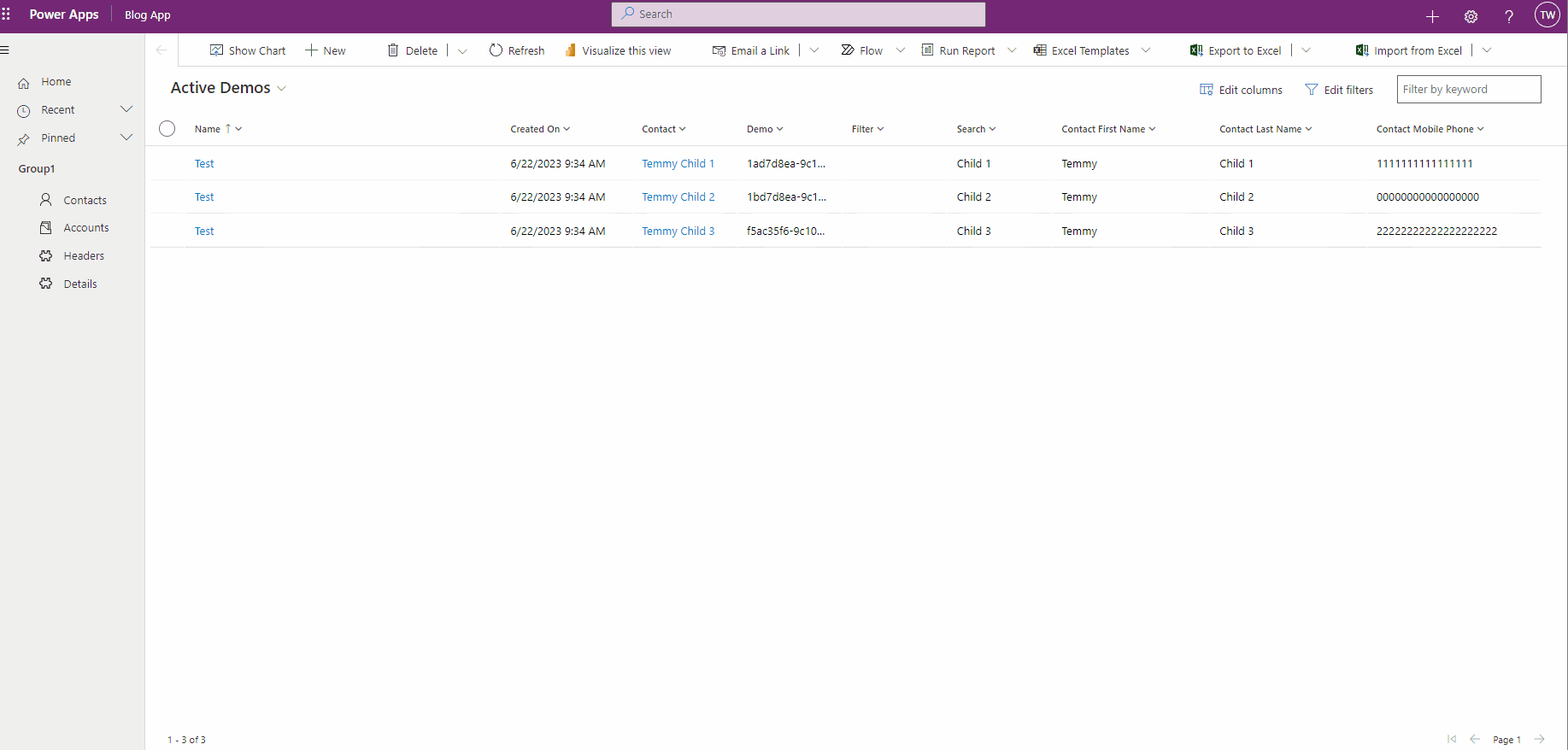 Demo search using Formula Column